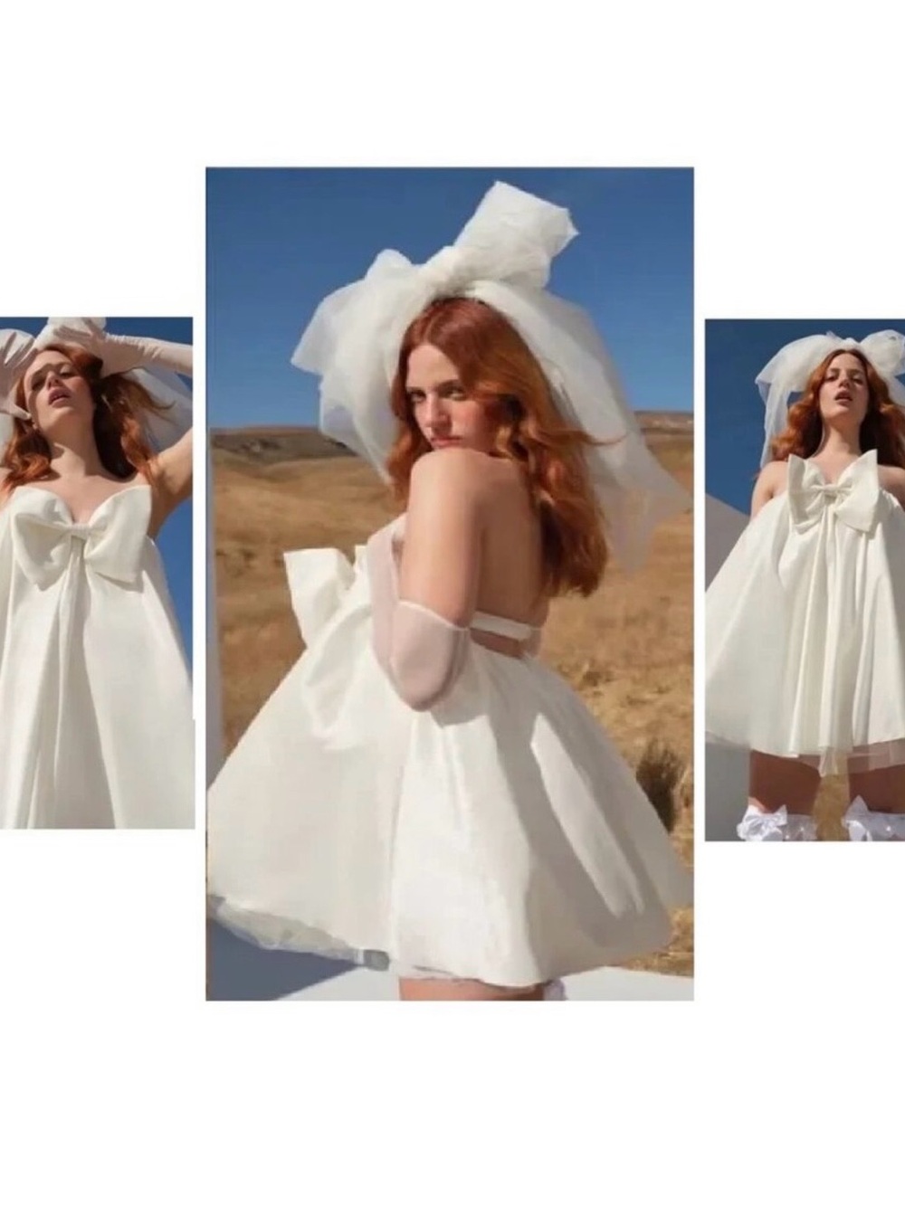 For Love & Lemons White Bow-Front Mini Dress